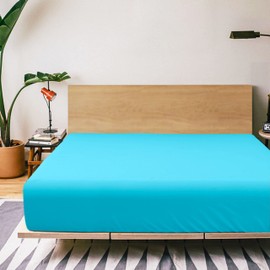 FLXXIE Extra Long Microfiber Fitted Sheet Double Bed Only Ultra Soft And Wrinkle Resistant Fade Shrink Resistant Deep Sheet Blue