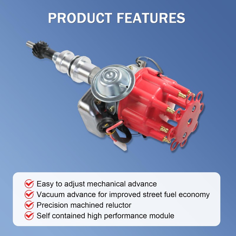 JDMSPEED New Red Cap HEI Distributor and Plug Wires 289-302