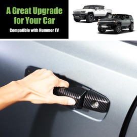 Aotumcer Car Exterior Door Handle Cover Trim Compatible with Hummer EV 2022-2026 SUV/SUT Anti-Scratch Front/Rear Car Door Handle Cover Trim for Hummer EV Accessories (Carbon Fiber Pattern)