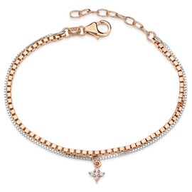 MATERIA by Matthias Wagner SA-127 Women's Bracelet Rose Gold 925 with Zirconia Pendant, Sterling Silver