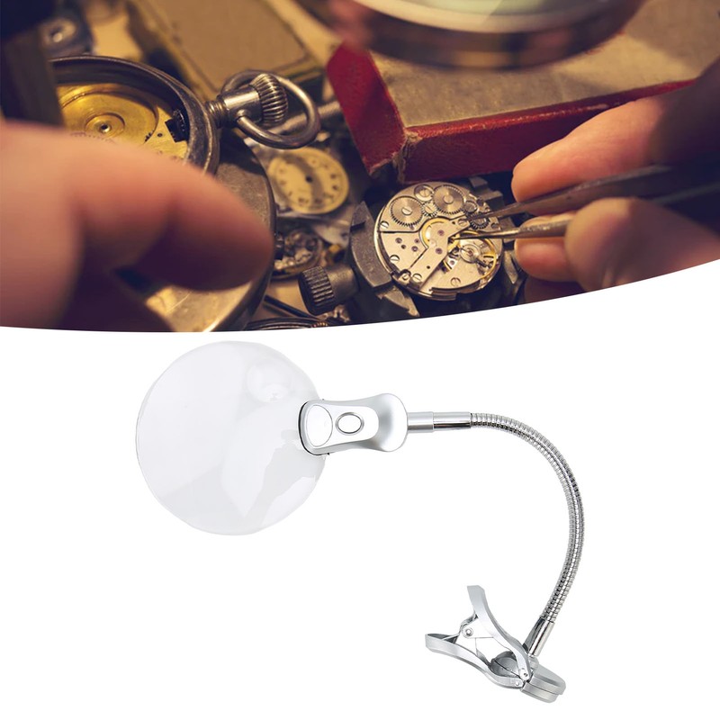 Magnifying Glass Clamp LED Light Gooseneck Desk Lamp Clamp for