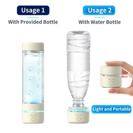 H2 Life Hydrogen Water Bottle Portable ionized water bottle Rechargeable Hydrogen water Generator with Dupont PEM SPE Technology for Home Travel Sport Drinking Improve Health (Beige)