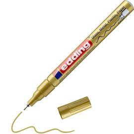 edding 780 Gloss Paint Markers – Gold – Pack of 1 Paint Marker – Extra-Fine Bullet Tip 0.8 mm – Paint Pen for Glass, Stone, Wood, Plastic and Paper – Waterproof, Highly Opaque, Very Thin