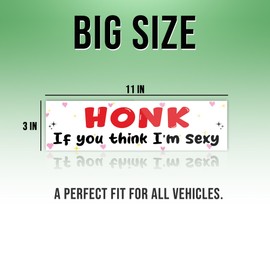 Honk If You Think I'm Yellow Sticker, Funny Bumper Sticker for Car Truck, Waterproof UV-Resistant Sticker Size 3x11inches
