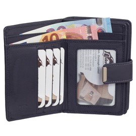 Ledershop24 RFID Women's Leather Wallet Women's Purse – Various Colours – Gift Set + Exclusive Keyring, darkblue, purse
