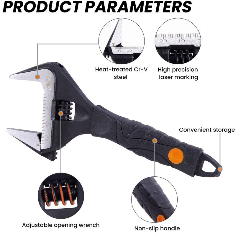 Sharp-tec 34mm Adjustable Spanner Set, 6 inch Wide Jaw Opening
