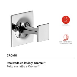 Gedy Wizard Wall Hanger, Size: 4, 9 x 4.6 cm, Brass and Cromall Clothes Hanger, Chrome Flower, Fixable with bioadhesive 3 m, Design R&D, 2 Years Warranty, Unique