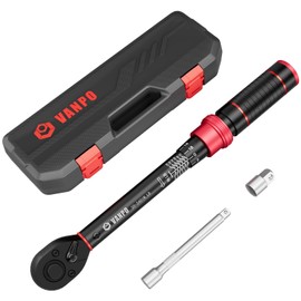 VANPO 1/4-inch Drive Click Torque Wrench, 20-240 in. lb/2.3-27.1 Nm, Inch Pound Torque Wrench Set with 1/4" to 3/8" Adapter, 10cm Extension Bar, Small Bike Torque Wrench for MTB, Bicycle Maintenance