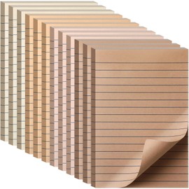 AmazingSpark 12 Pads Brown Boho Sticky Notes 4x6 with Line, Lined Self Stick Notes Pads Boho Office Supplies, Vintage Aesthetic School Accessories 50 Sheets/pad