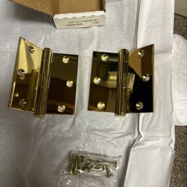 Merit Pair Merit 125P 3.5x3.5 Hinge Button Tip Polished Brass 1 pair Hinges