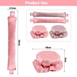 UKOFEW 2 Stück Locken Ohne Hitze,Lockenwickler Über Nacht mit Haarkappen,Heatless Curls Band für Kurzes, Mittleres, Langhaarmädchen, DIY Overnight Curls (Rosa+Braun)