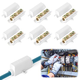 Wire Connector for 2.5 to 16 mm² Wire, Pack of 6 Cable Connectors, Terminal Strip, Brass Conductor Wire Terminal Block, ABS Housing Electric Terminal Block (1000 V, 100 A)