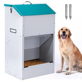 KHEARPSL Automatic Dog Feeder for Large Dogs Outdoor 50Lbs Dog Food Dispenser Dog Feeding Station Galvanized Gravity Feeder Pet Feeder for Large Breed (50lbs)
