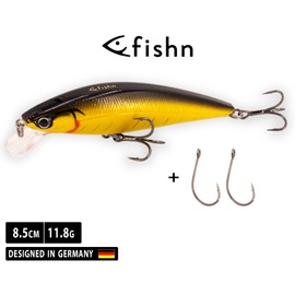 FISHN Grumpy Puncher Wobbler, Floating, Weight: 11.8 g, Length: 8.5 cm, Artificial Bait / Fishing Lure for Fishing Predatory Fish such as Zander, Pike, Perch, Trout (Golden Rudd)