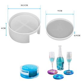Tefola 5Pzs Moldes de Silicona para Posavasos de Resina, Fácil Desmoldeo, Material de Silicona, Superficie Lisa, Redondo, CRAFT_MOLD