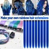 TOFAFA 22 inch Colored Hair Extensions, Colorful Party Highlights Hairpiece