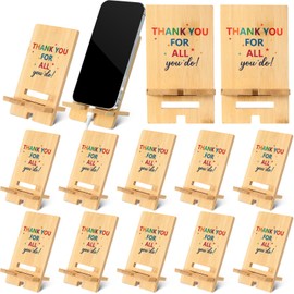 Ripeng 10 Pcs Employee Appreciation Gifts Bulk Bamboo Phone Stand for Desk Office Deocr Inspirational Thank You Phone Stand Gift for Women Men Coworker Employee Teacher Nurse