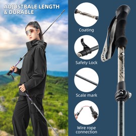 Qunature Trekking Poles Lightweight Foldable 7075 Aluminum 110-130cm Hiking Poles for Women and Men, Backpacking Gear, Hiking, Camping, Mountaineering, Trekking