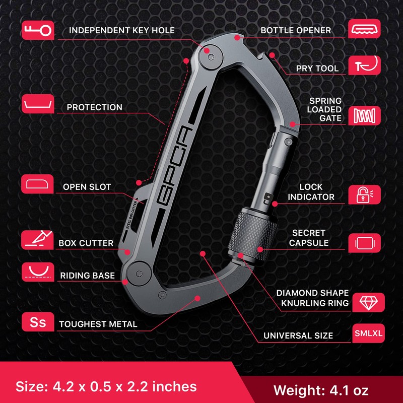 Gpca - Carabiner Keychain Lite, Heavy Duty Carabiner for Outdoor