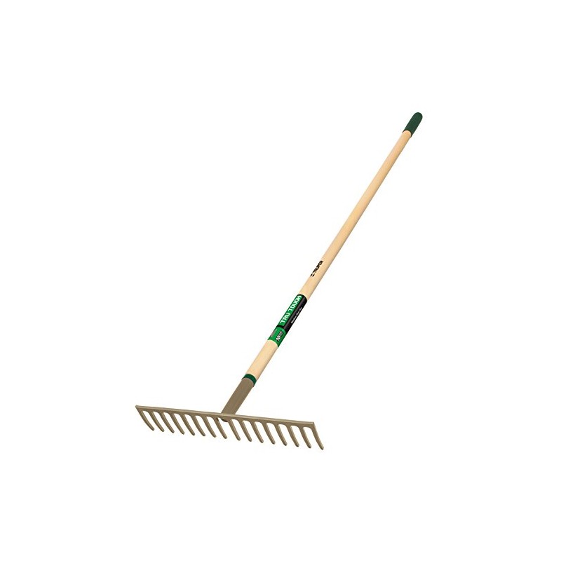 Truper 31383 Tru Tough Level Head Rake, 16 Teeth, Wood