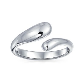 Geometric Open Bypass Teardrop Ring Band For Girlfriend For Teen .925 Sterling Silver Polished