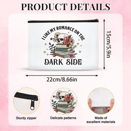 Papiailove Dark Romance Makeup Bag Gifts, Spicy Book Lovers Gifts Gothic Skeleton Cosmetic Bag for Women, Dark Romance Merch Skull Bag Goth Purse for Bookworm Adult I Like My Romance On The Dark Side