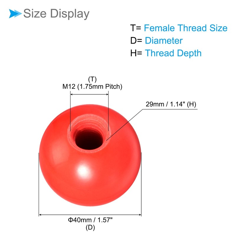 CoCud Thermoset Ball Knob M12 Female Threaded 40mm Diameter Plastic