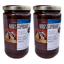 King's Cupboard Sea Salt Hot Fudge Chocolate Sauce - The Perfect Hot Fudge Sauce for Topping Ice Cream & Desserts, Chocolate Coffee Drizzle, Fondue, Ganache - Gluten-Free, Kosher, All Natural 27 oz, Pack 2