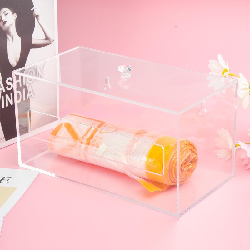 Trash Bag Organizer Dispenser, Acrylic Garbage Bag Holder Dispenser, Trash