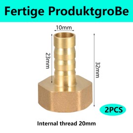 QZKJQDD Brass Hose Nozzle 10 mm, Barb x 1/2 Inch Female Thread, Brass Hose Nozzle Connector with Hexagon, Hose Nipple Hose Nozzle for Pipe Connections (Pack of 2)