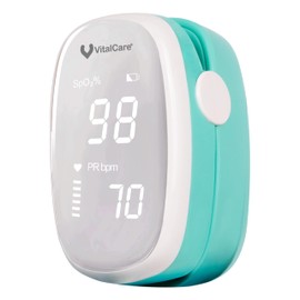 VitalCare  Oxímetro de Pulso YX100 Menta  LED Brillante  Apagado Automático  Mide SpO2, Pulso y Fuerza  Compacto y Preciso                            