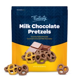 Funtasty Milk Chocolate Covered Pretzels, Sweet and Salty Snack, 22-Ounce Bag
