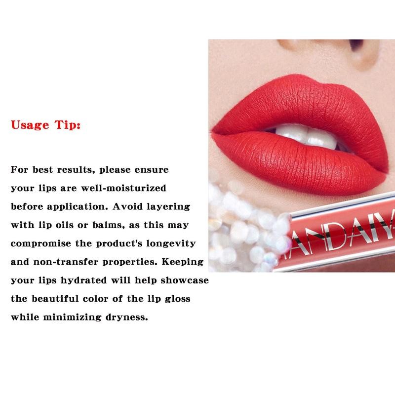 Long-lasting Matte Lip Glaze Set, 6 Counts/box Waterproof Lip Gloss,