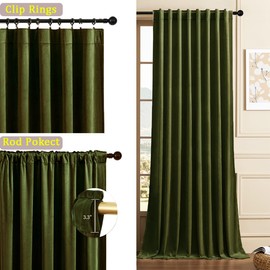 Timeper Hunter Green Velvet Curtains W52 x L84 inches 2 Panels, Blackout Thermal Insualted Curtains Velvet Drapes for Bedroom/Living Room/Home Office, Back Tab & Rod Pocket