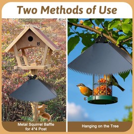 Upgrade Metal Squirrel Baffle for 4x4 Post - 17 inch Outdoors Squirrel Guards Proof with Spikes for Hanging Bird Feeders Baffle, Effectively Keep Squirrels and Raccoons Off Birdhouse