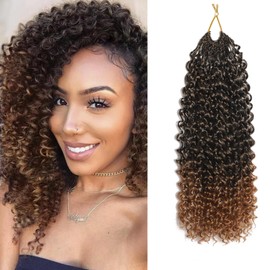 FLWAI Pre Looped Micro Kinky Curly Crochet Hair 8 Packs 8 Inch Yanky Twist Crochet Hair Kinky Twist Synthetic Wavy Curly Crochet Hair Extensions for Black Women (1B/T30, 8packs 8inch)