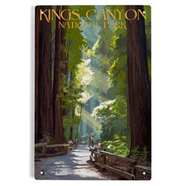 Lantern Press 6x9 Inch Metal Sign, Kings Canyon National Park, California, Pathway and Hikers