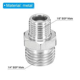 PATIKIL 1/8 to 1/4 Air Brush Hose Adapter, 1PCS 1/8" BSP Male to 1/4" BSP Male Fitting Conversion Adapter Nipple Metal Connector for Air Compressors