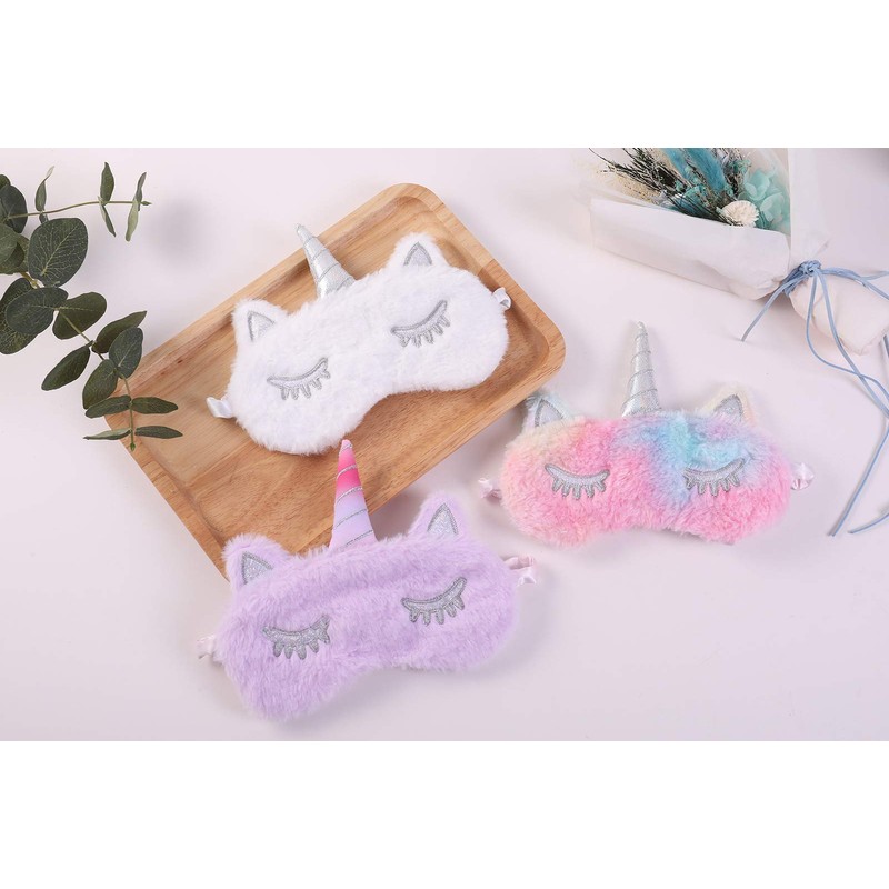 Forlady unicorn sleeping mask, plush cartoon mask for children and