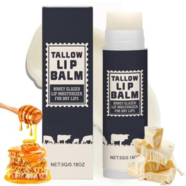 Beef Tallow Lip Balm,Natural Tallow Lip Balm,L-Ip Ba-Lm Stick,L-Ip Moisturiser,Chapstick,Li-P Ba-Lm For Dry Cracked Lips With Honey,Long-Lasting Moisturiser,Natural,Soothing&Long-Lasting Hydrating