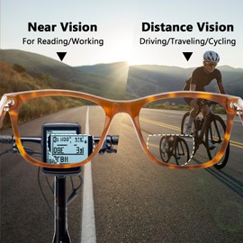 Epavouos Bifocal Reading Sunglasses Men Clear Top Acetate Frame Sun Readers with Metal Core Wire UV Protection Spring Hinge Tortoise 2.50