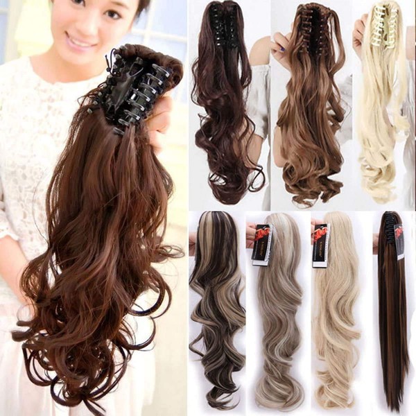S-Noilite Voluminous Hair Extension Hairpiece, Straight Wavy Ponytail, Braid Claws on Ponytail