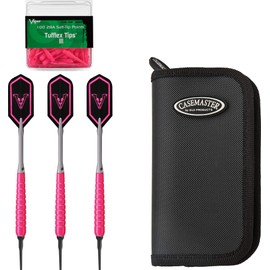 Viper V Glo Soft Tip 18gm Pink, Casemaster Select Pink Nylon Dart Case, and Viper 2BA Tufflex Tips III- Neon Pink 100ct. Box