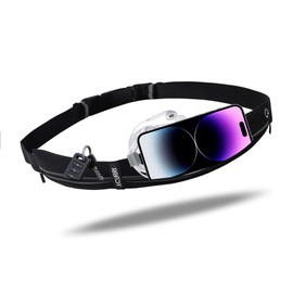 Slim Running Belt for Women and Men, Waterproof Phone Holder for Running, Reflective 2-Pocket Waist Pack for Storing Runner’s Essentials Safely, Runner’s Fanny Pack, Money Belt Fits Most Phones