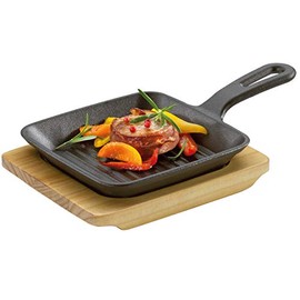 Küchenprofi BBQ Serving Pan with Serving Board Made of Pine Wood, stainless steel, 0305001013
