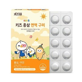 Kizten 키즈텐 어린이 홍삼 성장기 아이 6년근 홍삼 기억력 면역력 구미 블루베리맛 1.9g x 30젤리 2박스 Kids 10 Children's Red Ginseng Growth Support for Kids 6-Year-Old Red Ginseng Memory and Immunity Gummies Blueberry Flavor 1.9g x 30 Jellies 2 Boxes
