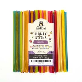 The Honey Jar Variety Pack Honey Sticks - Pure Honey Straws For Tea, Coffee, or a Healthy Treat - One Teaspoon of Flavored Honey Per Stick - Made In The USA with Real Honey - (50 Count)