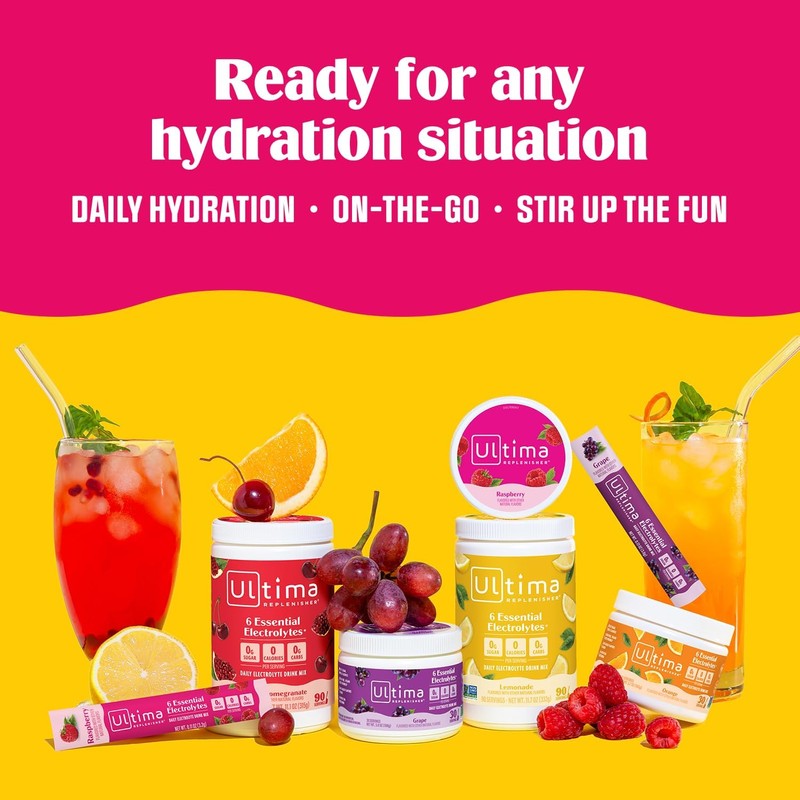 Ultima Replenisher Daily Electrolyte Powder – Cherry Pomegranate, 20 Stickpacks
