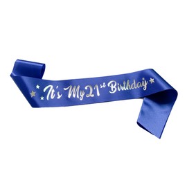 Conggluuo 21st Birthday Sash, Birthday Sash for Girls Blue "Its My 21st Birthday Sash" with Silver Foil Letter Birthday Sash for Women Birthday Gifts Party Decorations Favors Blue Silver
