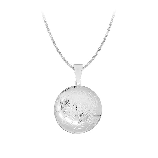 Tuscany Silver Round Large Locket on Prince of Wales Chain